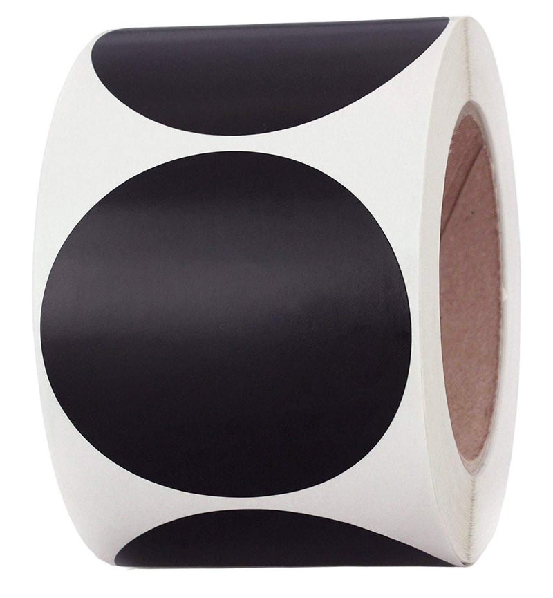 Remarkable 3" Black Color Coding Dot Labels | Permanent Adhesive Round Stickers, Writable Surface - 250 Circle Inventory Stickers Per Roll (Black) - Image 1